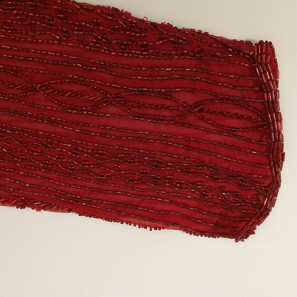 Vintage Red Beaded Top Quality Evening Blouse Christmas Holiday Silk Lawrn Kazar - Picture 11 of 12